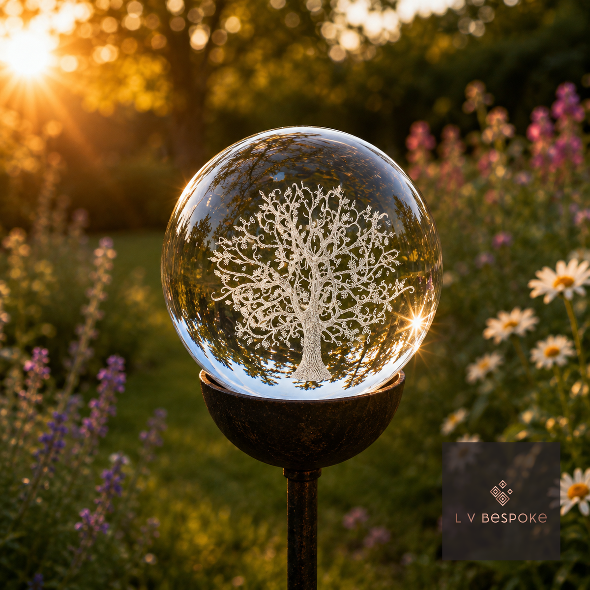 3D Crystal Orb Garden Stake Tree of Life - English Country Gardens