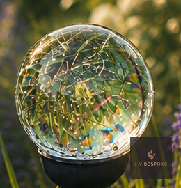 Mixed Finish Glass Orb Garden Stake Clear - English Country Gardens