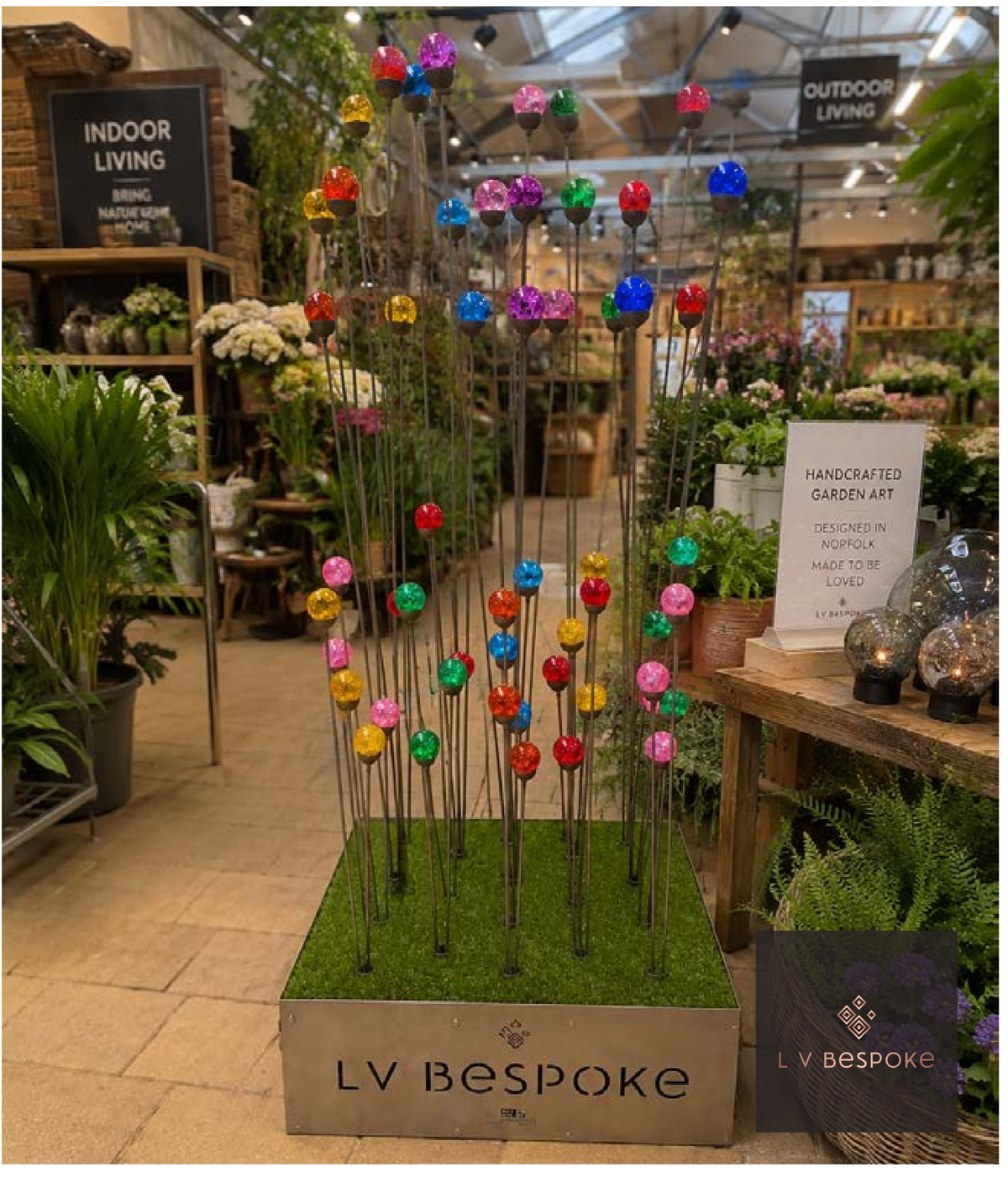 Mixed Coloured Glass Orb Cluster of 3 - English Country Gardens