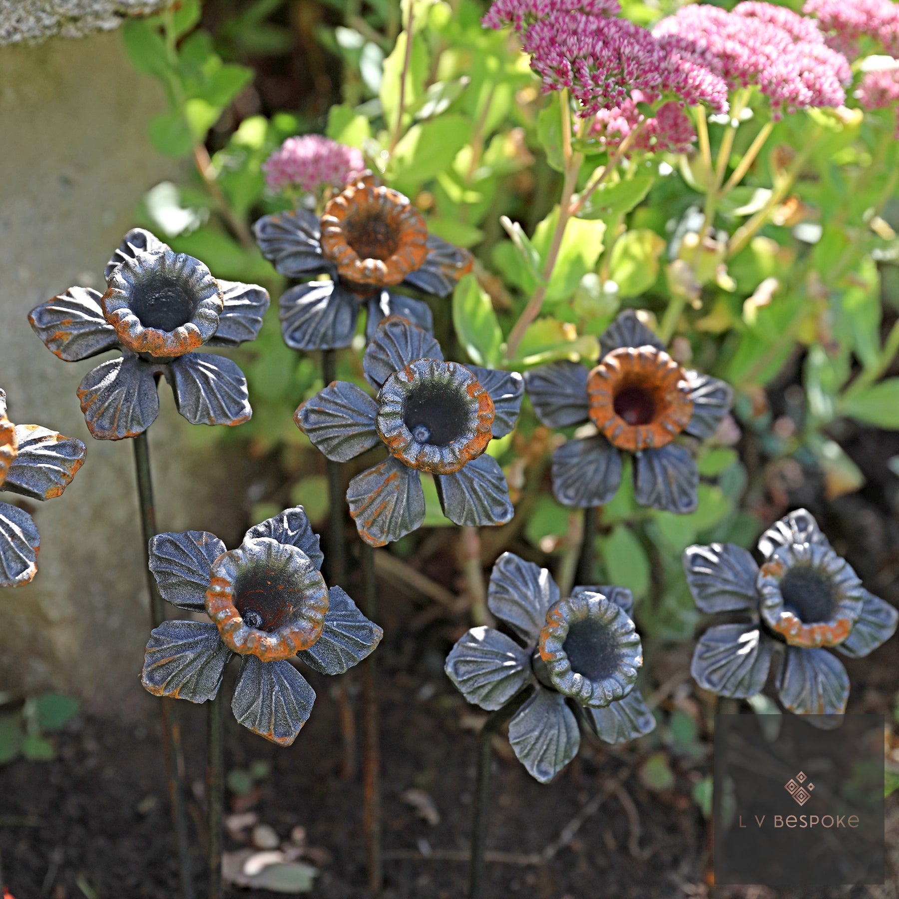 Tall Mixed Floral Garden Stakes | Handcrafted Steel