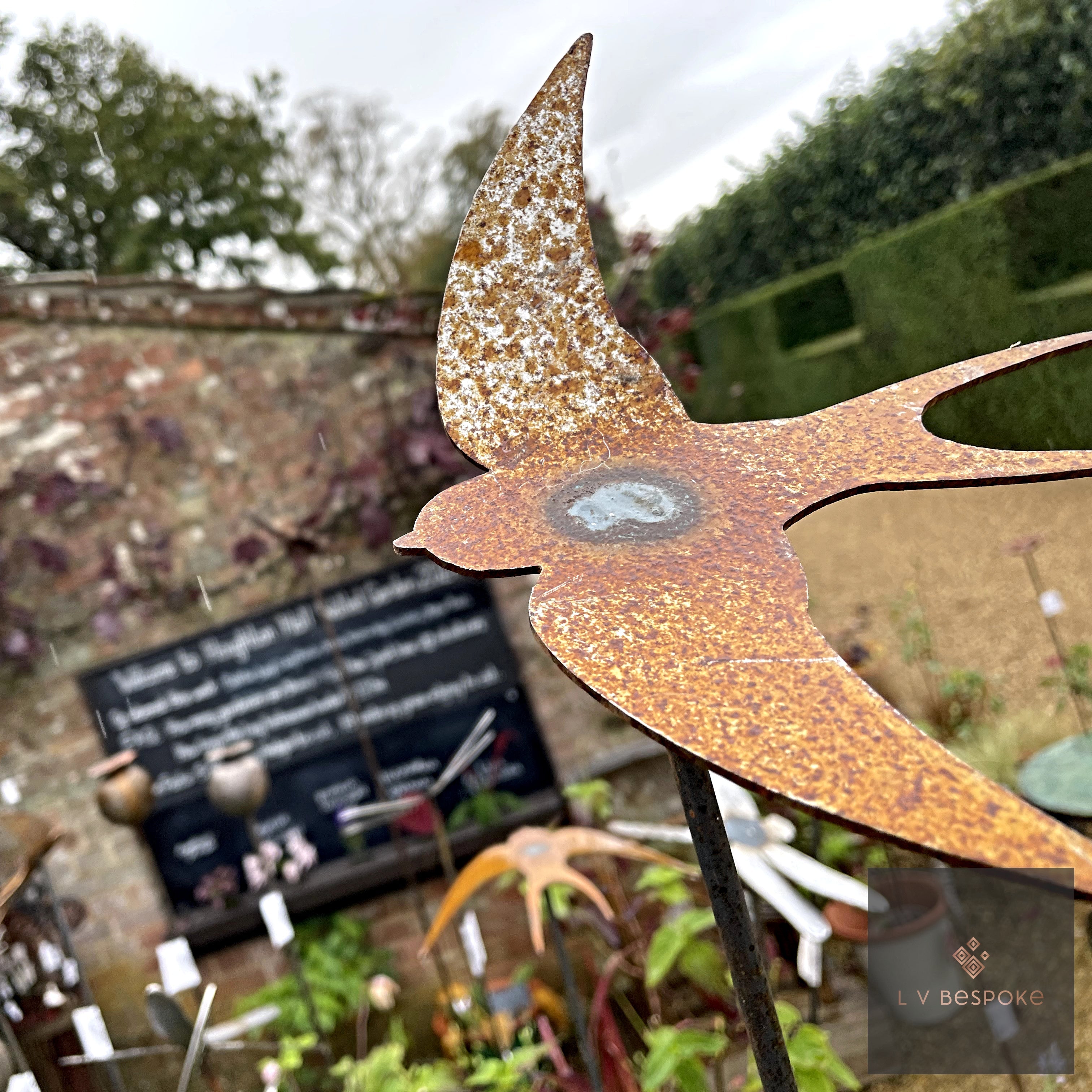 Bird & Insect Garden Stakes | Handcrafted Steel Decorations Short Swallow - English Country Gardens