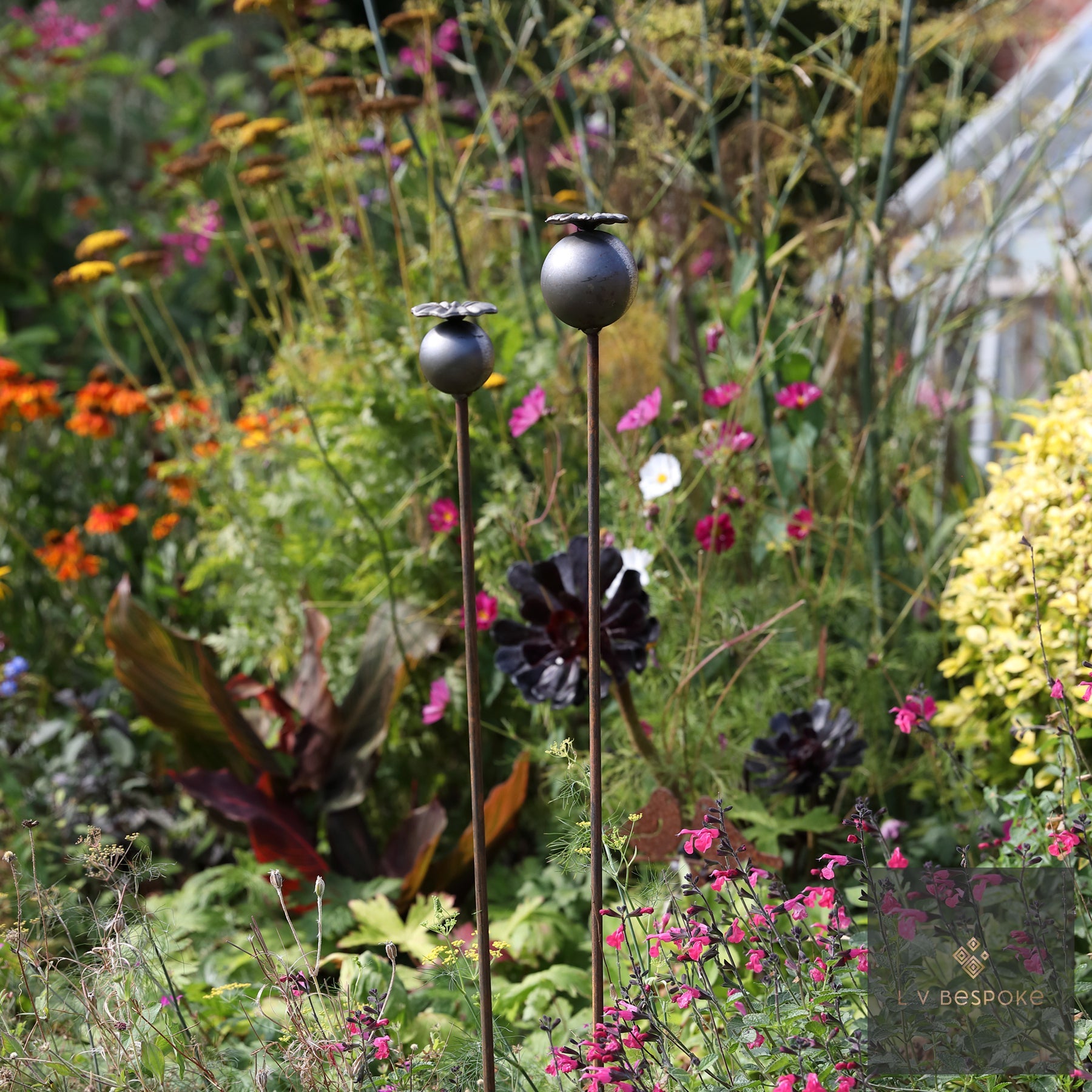 Tall Mixed Floral Garden Stakes | Handcrafted Steel