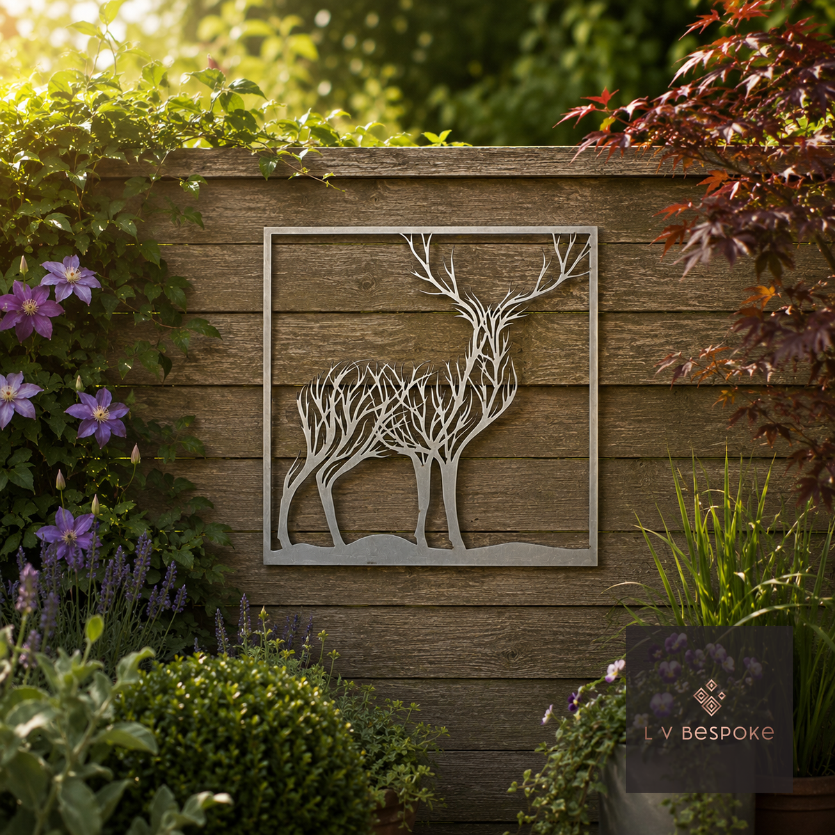 Deer and Horse Garden Wall Art Stag (Framed) - English Country Gardens