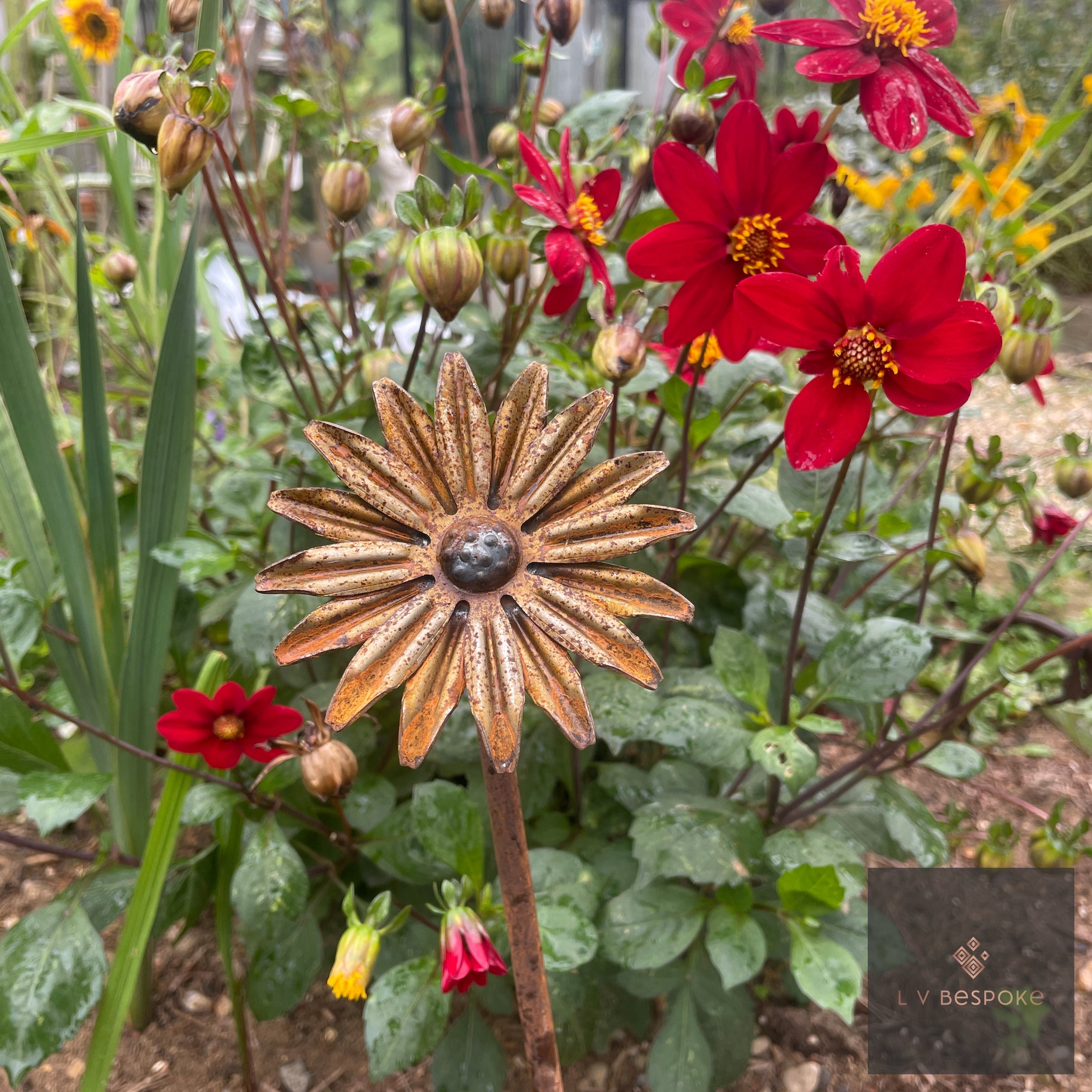 Short Mixed Floral Garden Stakes | Handcrafted Steel
