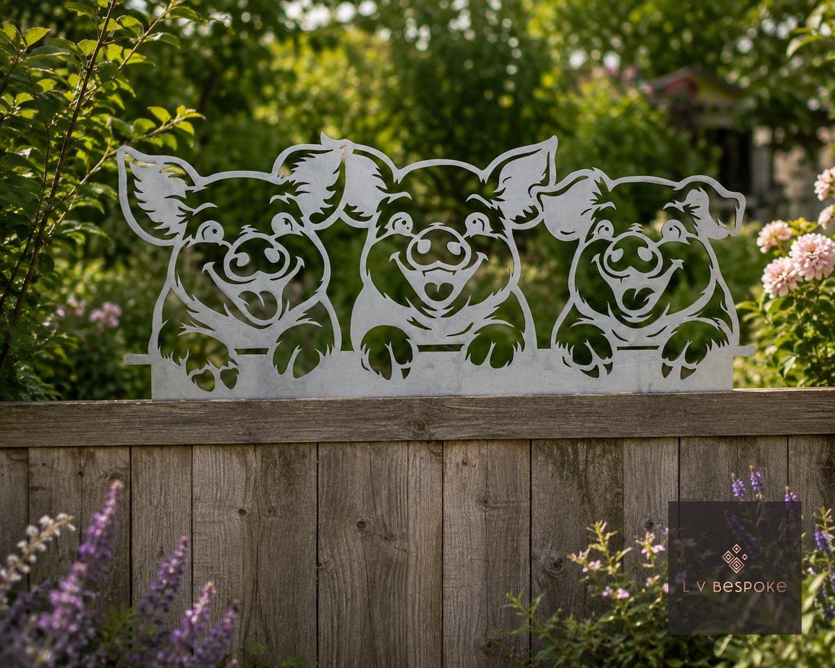 Farmyard Animal Garden Wall Art Piglets (Fence Panel) - English Country Gardens