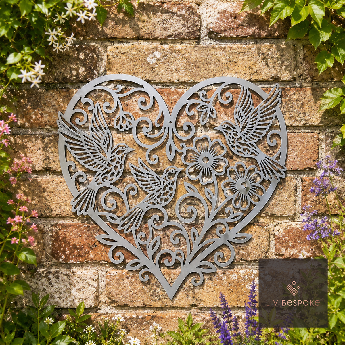 Heart and Fairy Garden Wall Art Heart & Birds - English Country Gardens