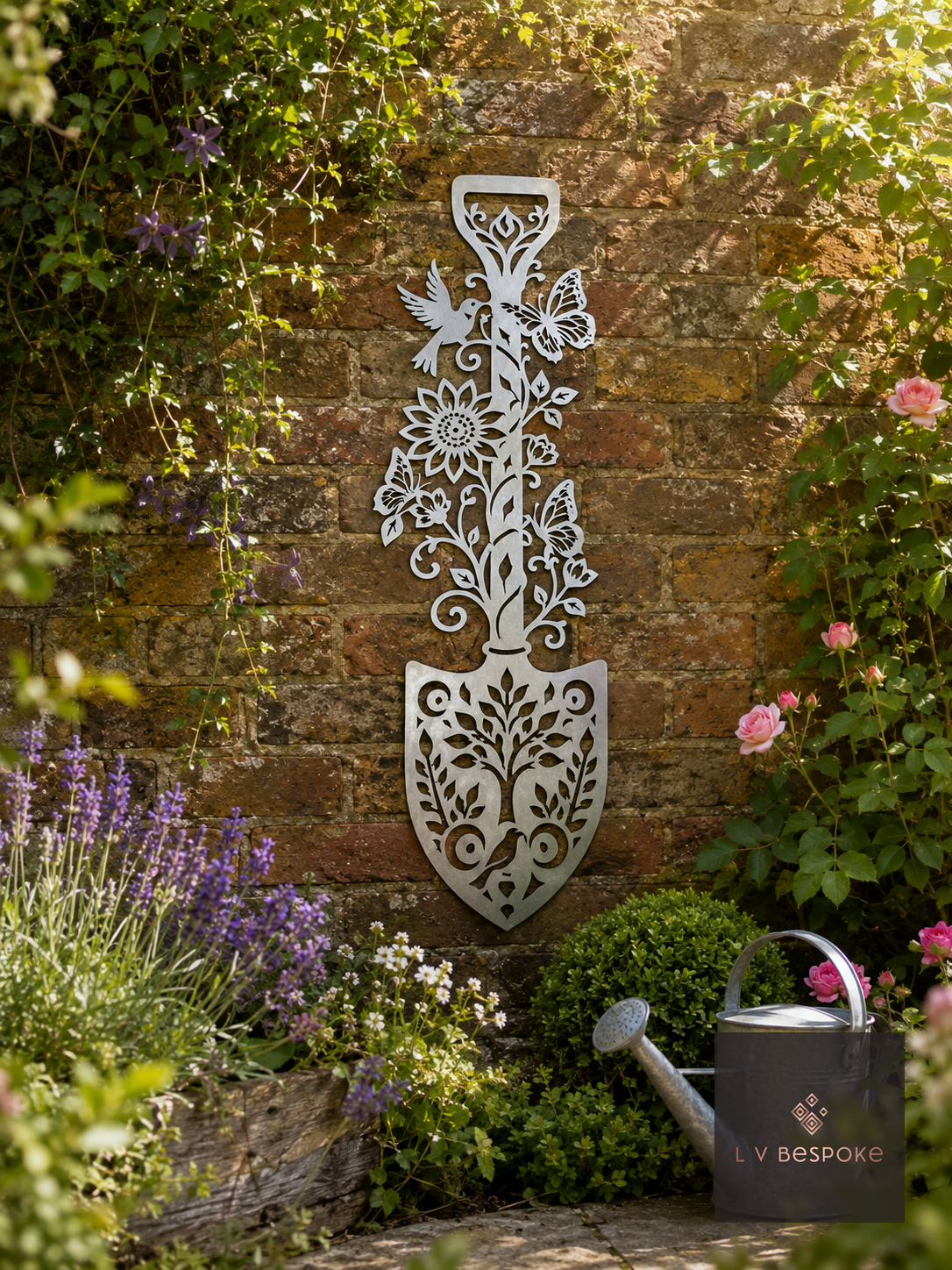 Leaf Stakes and Garden Wall Art Floral Spade - English Country Gardens