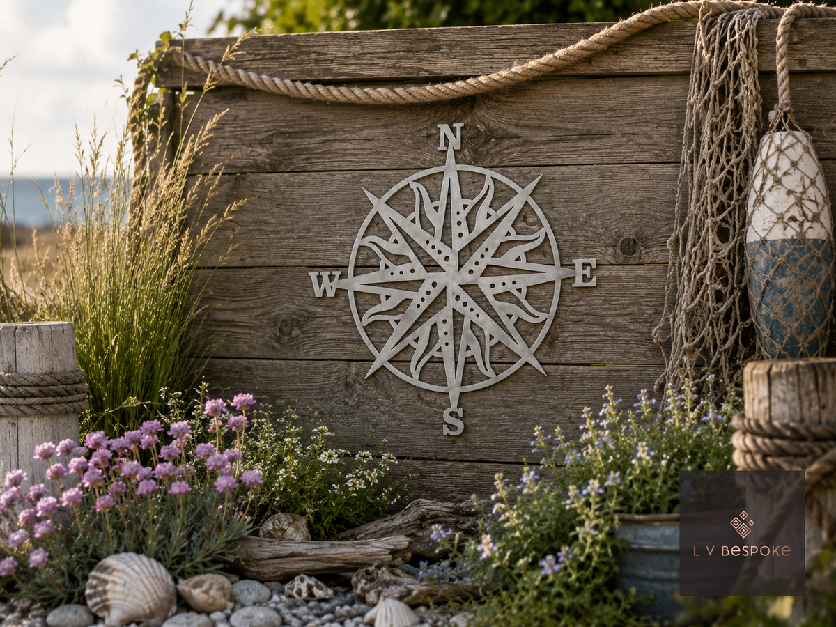 Leaf Stakes and Garden Wall Art Compass - English Country Gardens