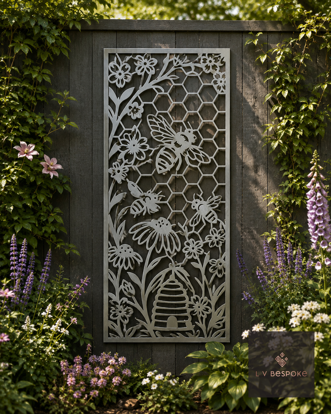 Garden Wall Art Panels and Sets of 3 Bee & Honeycomb Panel - English Country Gardens