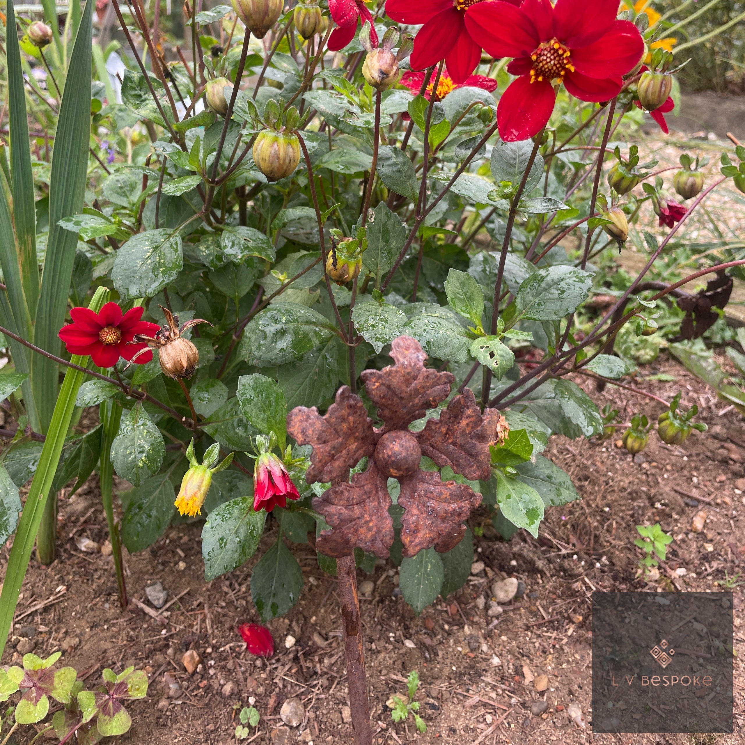 Short Mixed Floral Garden Stakes | Handcrafted Steel