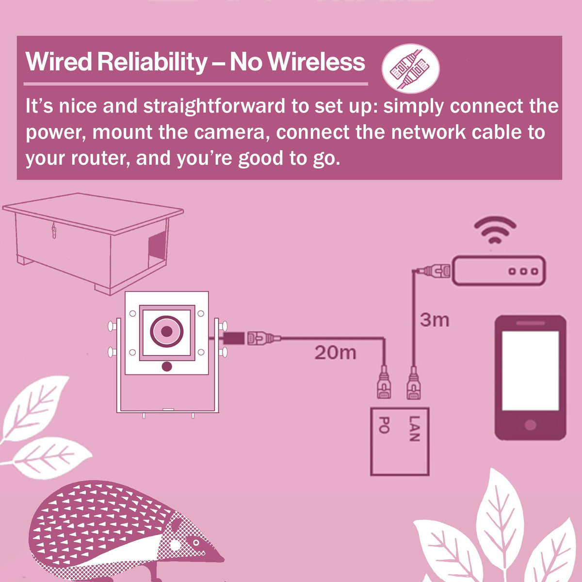4MP 25fps Wired Network Hedgehog Box HD Camera Pack (2nd Gen) - English Country Gardens