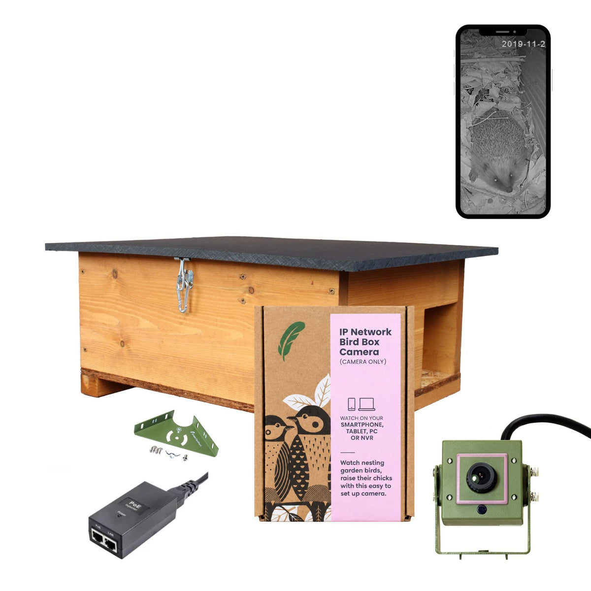 4MP 25fps Wired Network Hedgehog Box HD Camera Pack (2nd Gen) - English Country Gardens