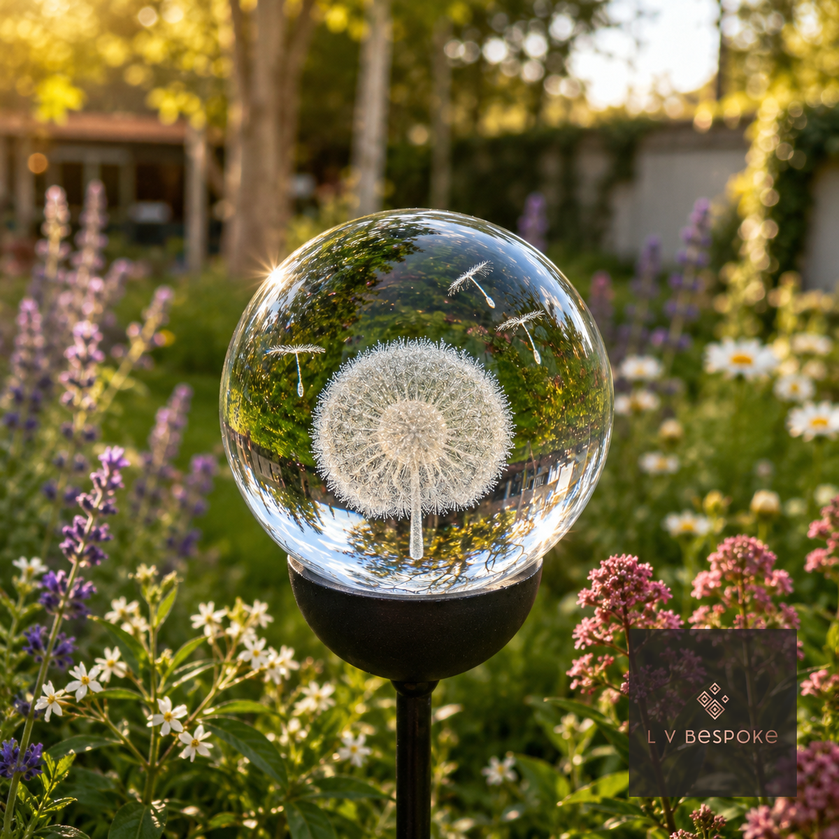 3D Crystal Orb Garden Stake Dandelion - English Country Gardens