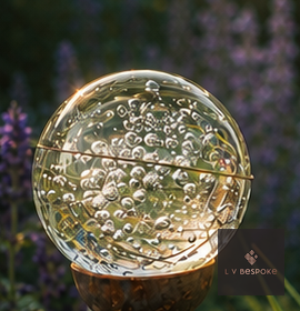 Mixed Finish Glass Orb Garden Stake Bubble - English Country Gardens