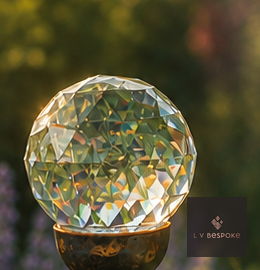 Mixed Finish Glass Orb Garden Stake Prism - English Country Gardens