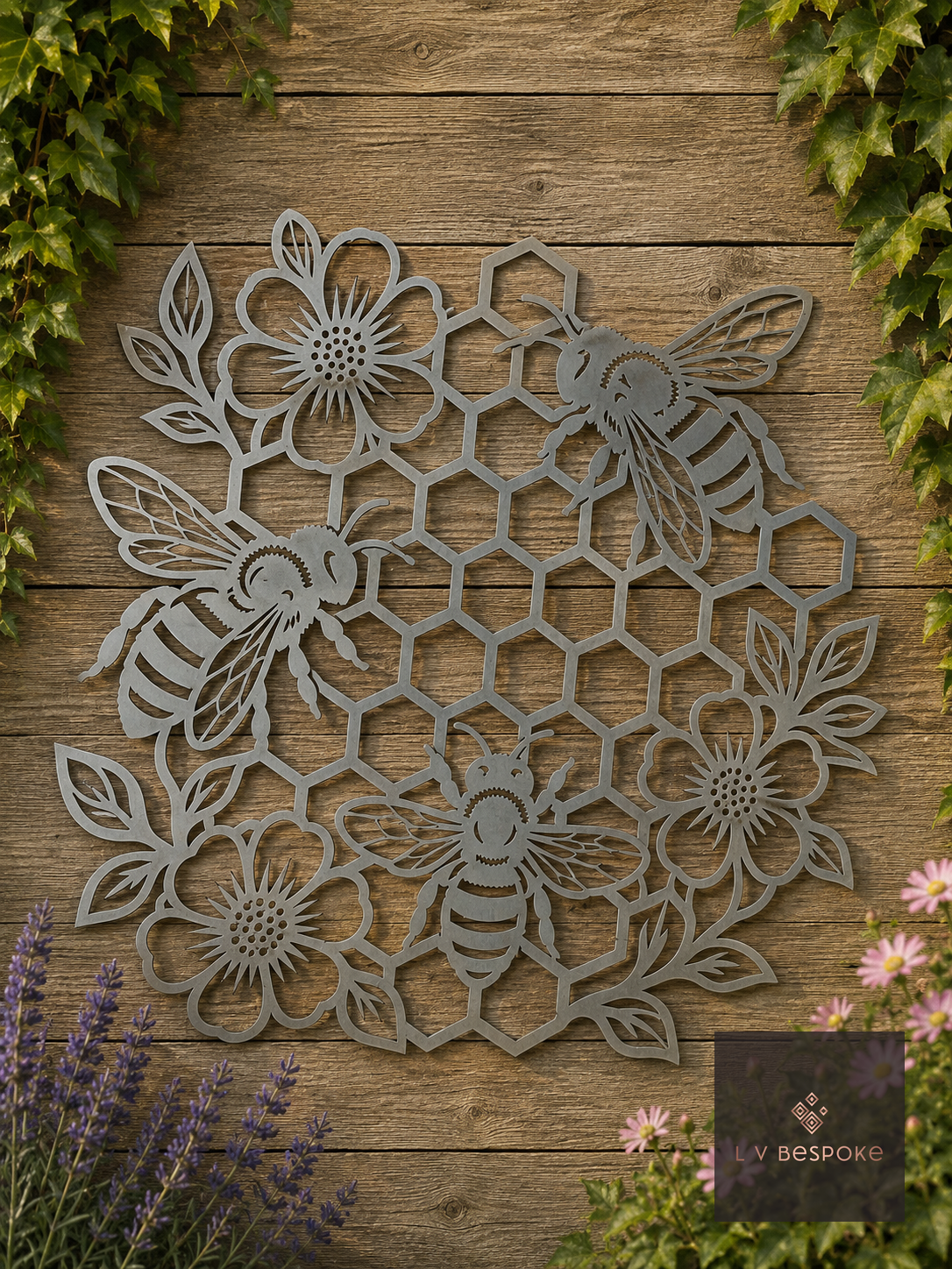 Butterfly and Bee Garden Wall Art Bee & Floral Honeycomb - English Country Gardens