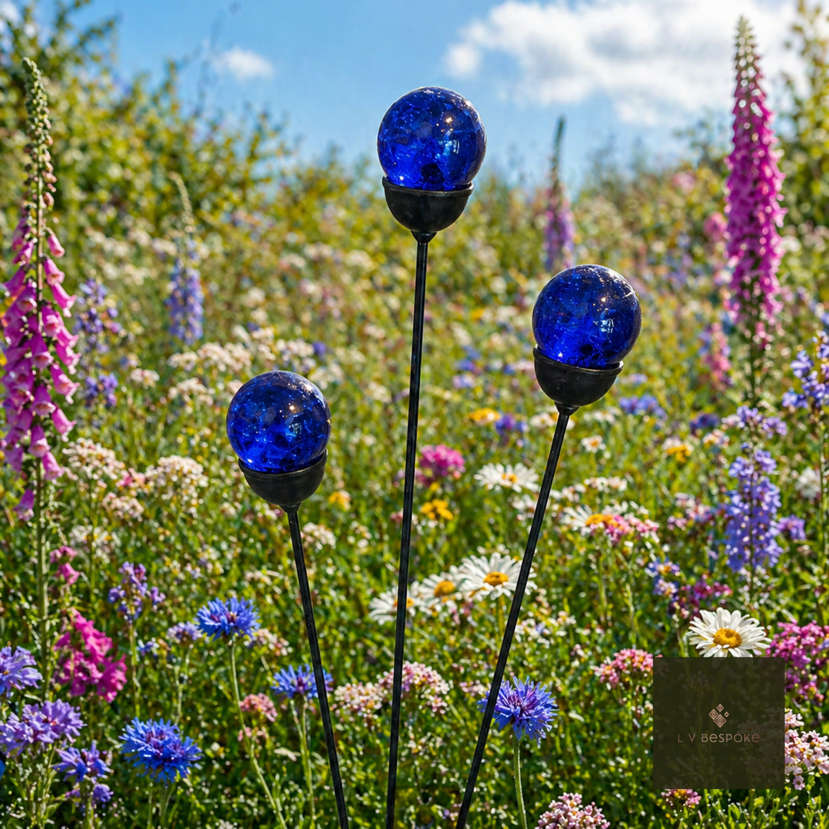 Mixed Coloured Glass Orb Cluster of 3 - English Country Gardens