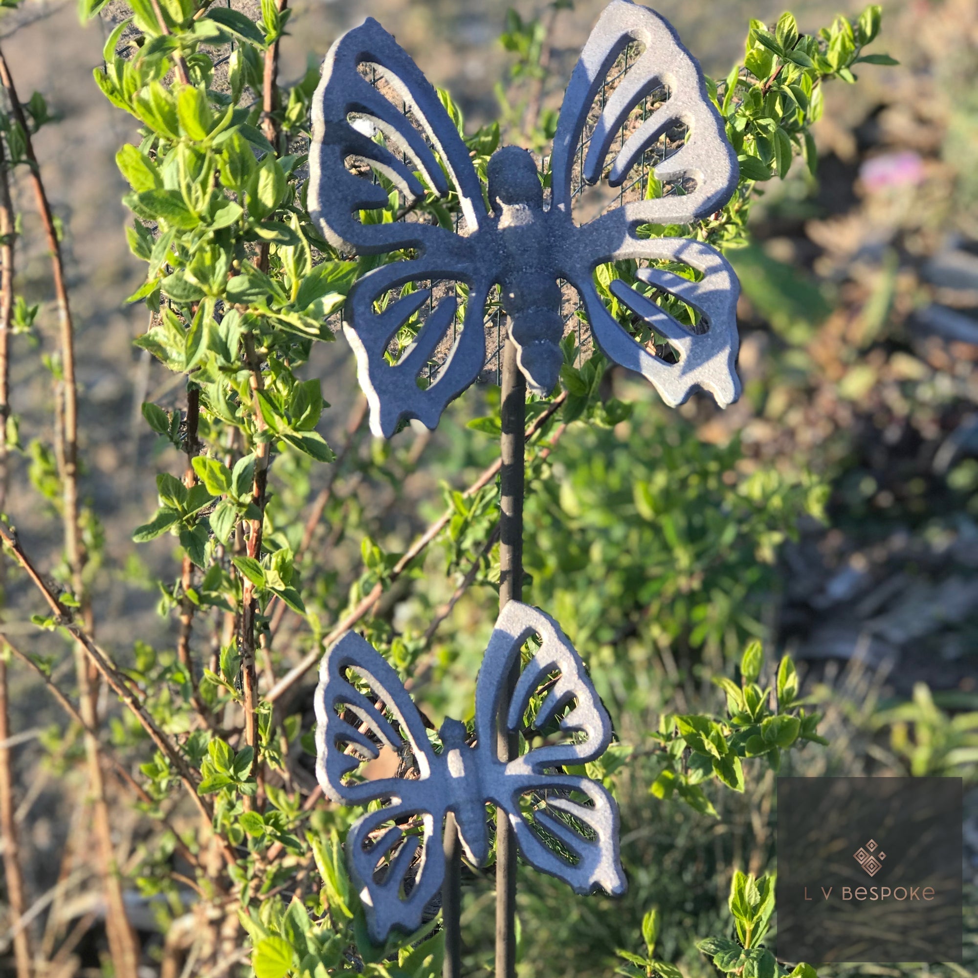 Butterfly Garden Stakes | Handcrafted Steel Garden Decoration Set of 2 (1 of Each) - English Country Gardens