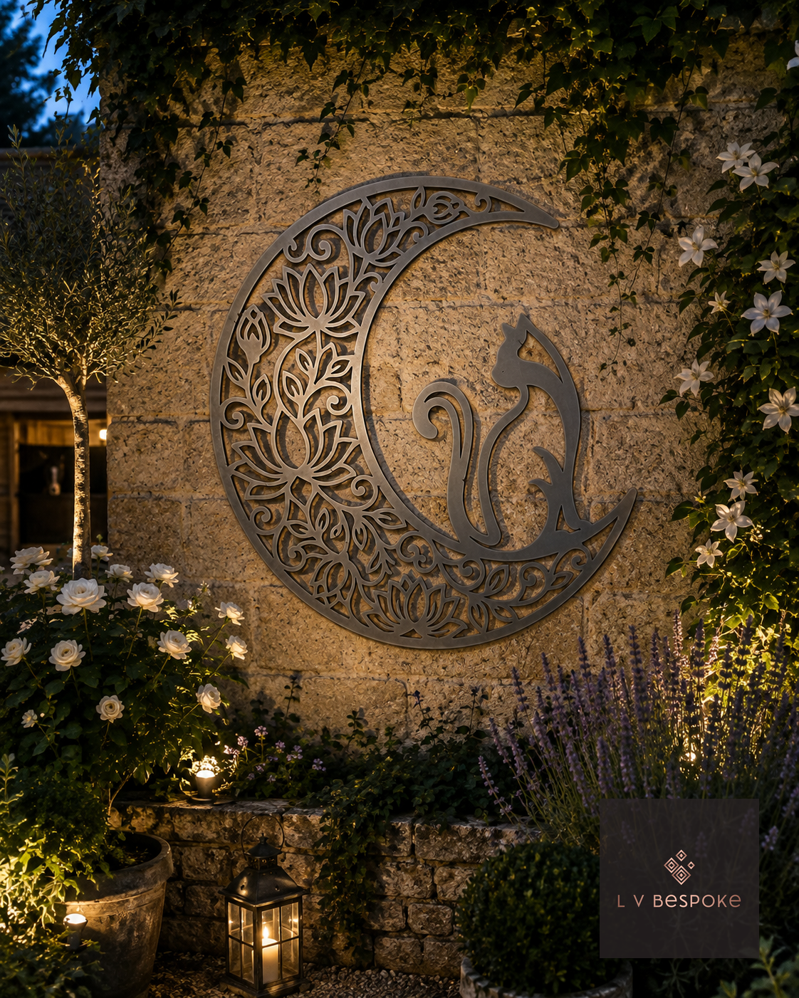 Cat and Dog Garden Wall Art Cat & Moon - English Country Gardens