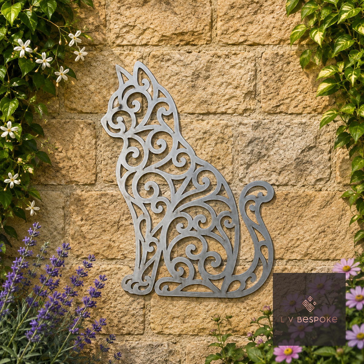 Cat and Dog Garden Wall Art Filigree Cat - English Country Gardens