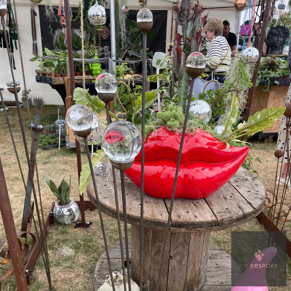 Cluster of 3 Glass Orb Garden Stakes Clear - English Country Gardens