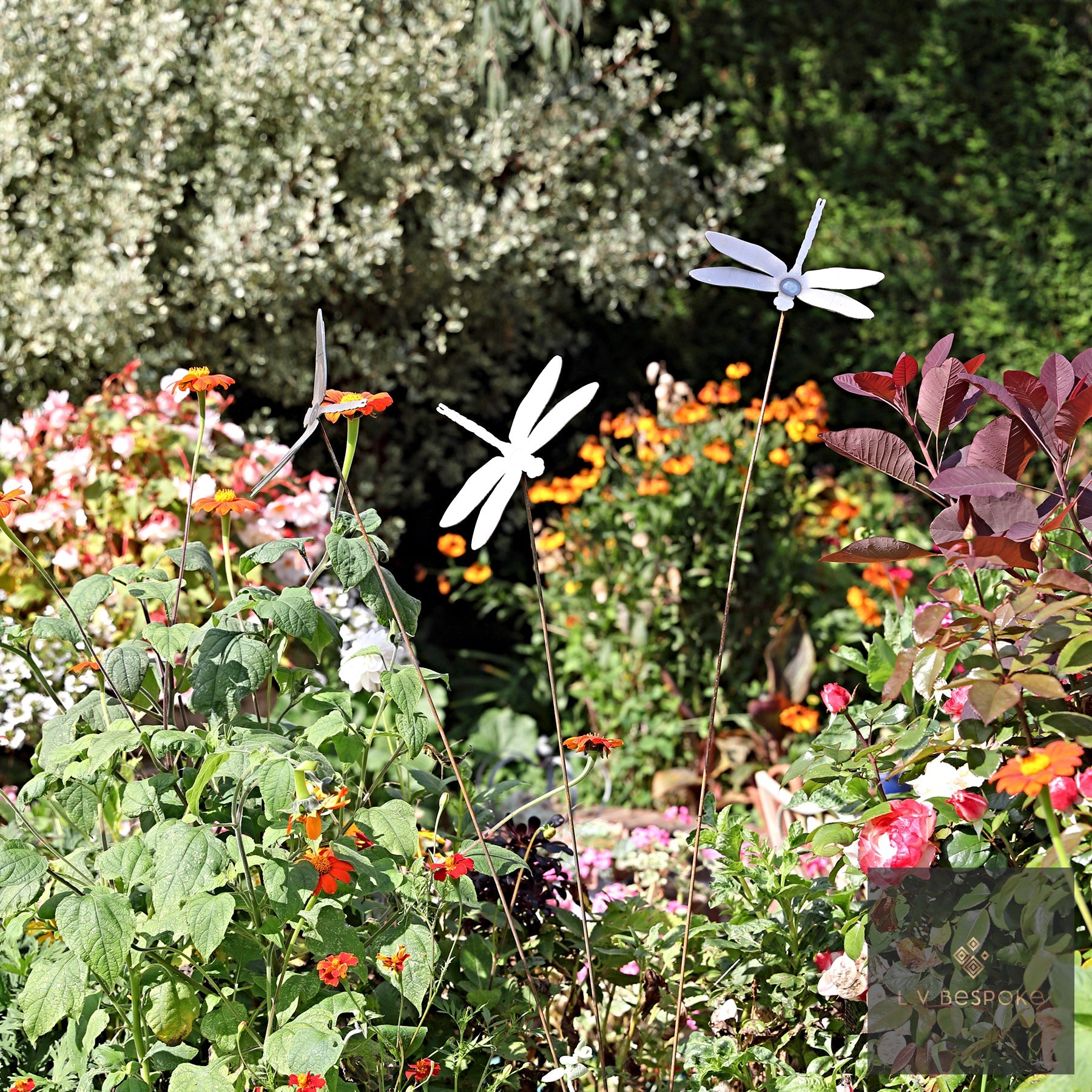 Swaying Bird & Insect Garden Stakes | Kinetic Steel Decoration - English Country Gardens