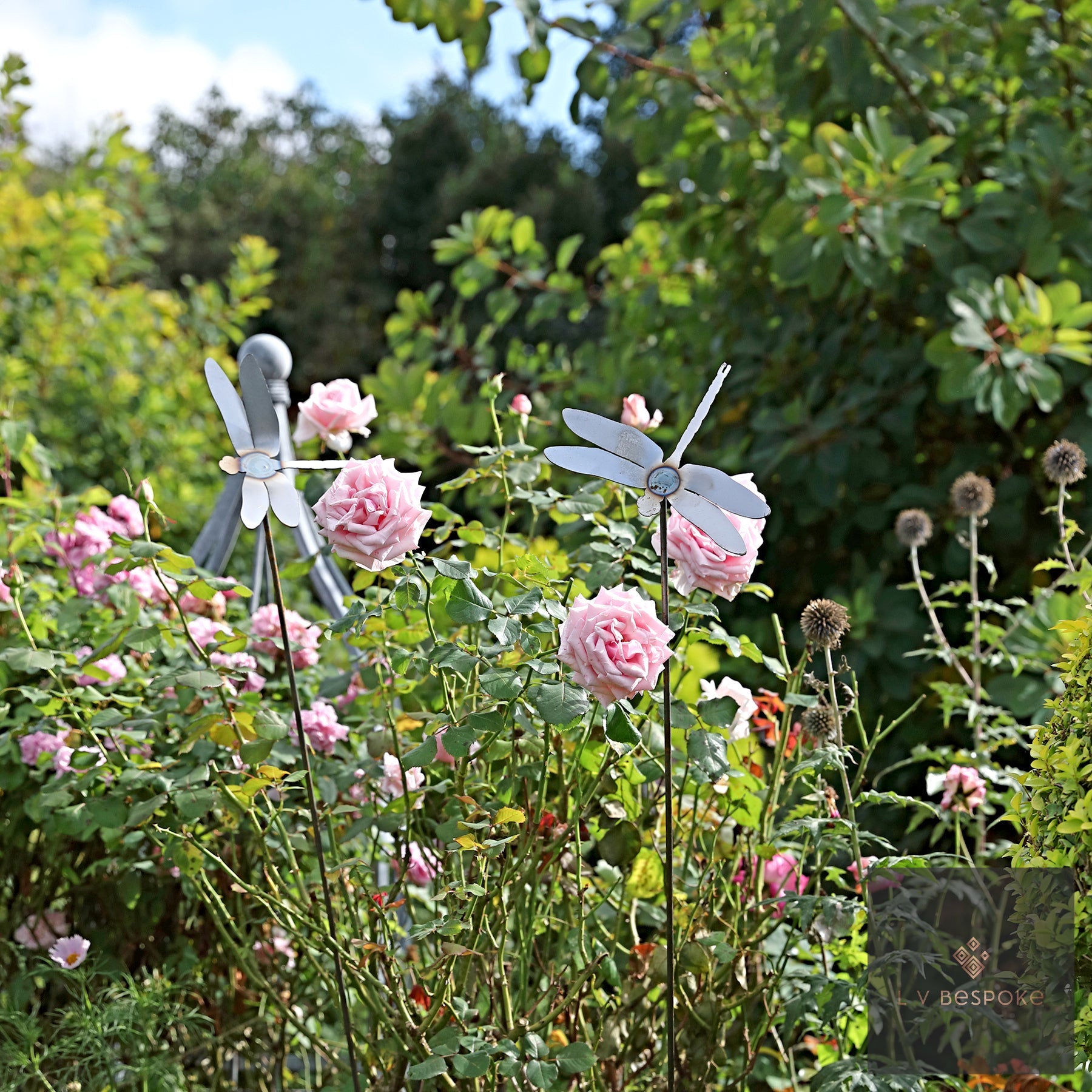 Swaying Bird & Insect Garden Stakes | Kinetic Steel Decoration - English Country Gardens