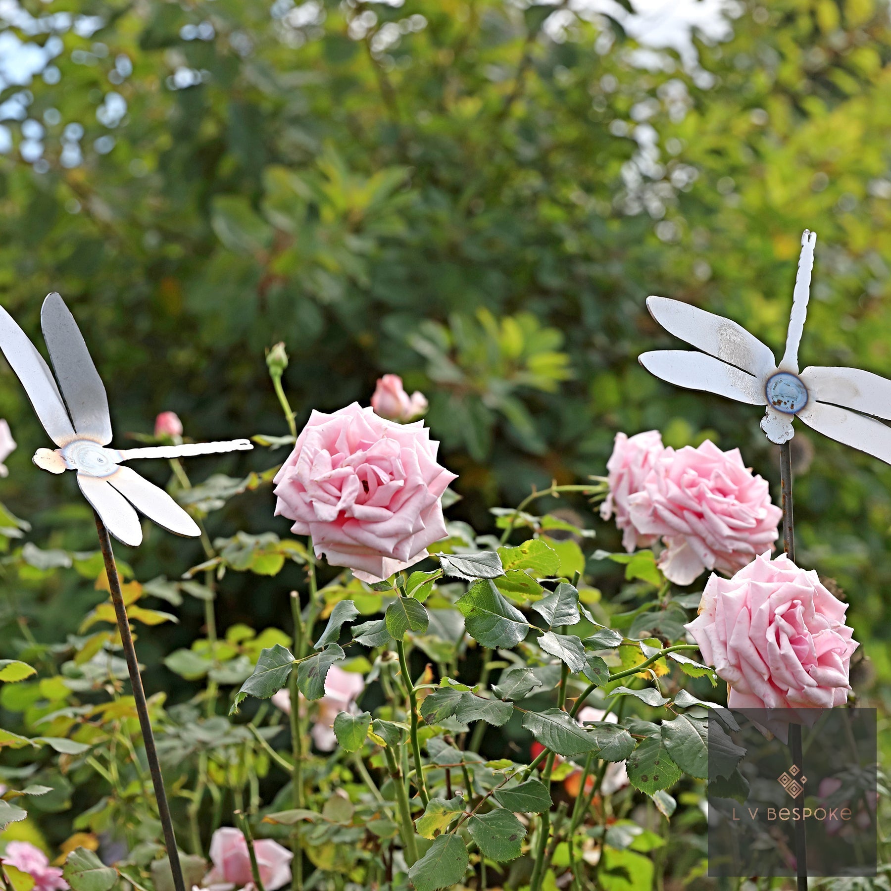 Bird & Insect Garden Stakes | Handcrafted Steel Decorations Short Dragonfly - English Country Gardens