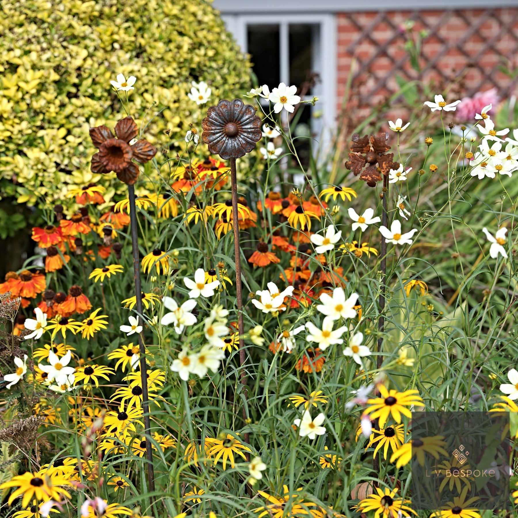 Tall Mixed Floral Garden Stakes | Handcrafted Steel
