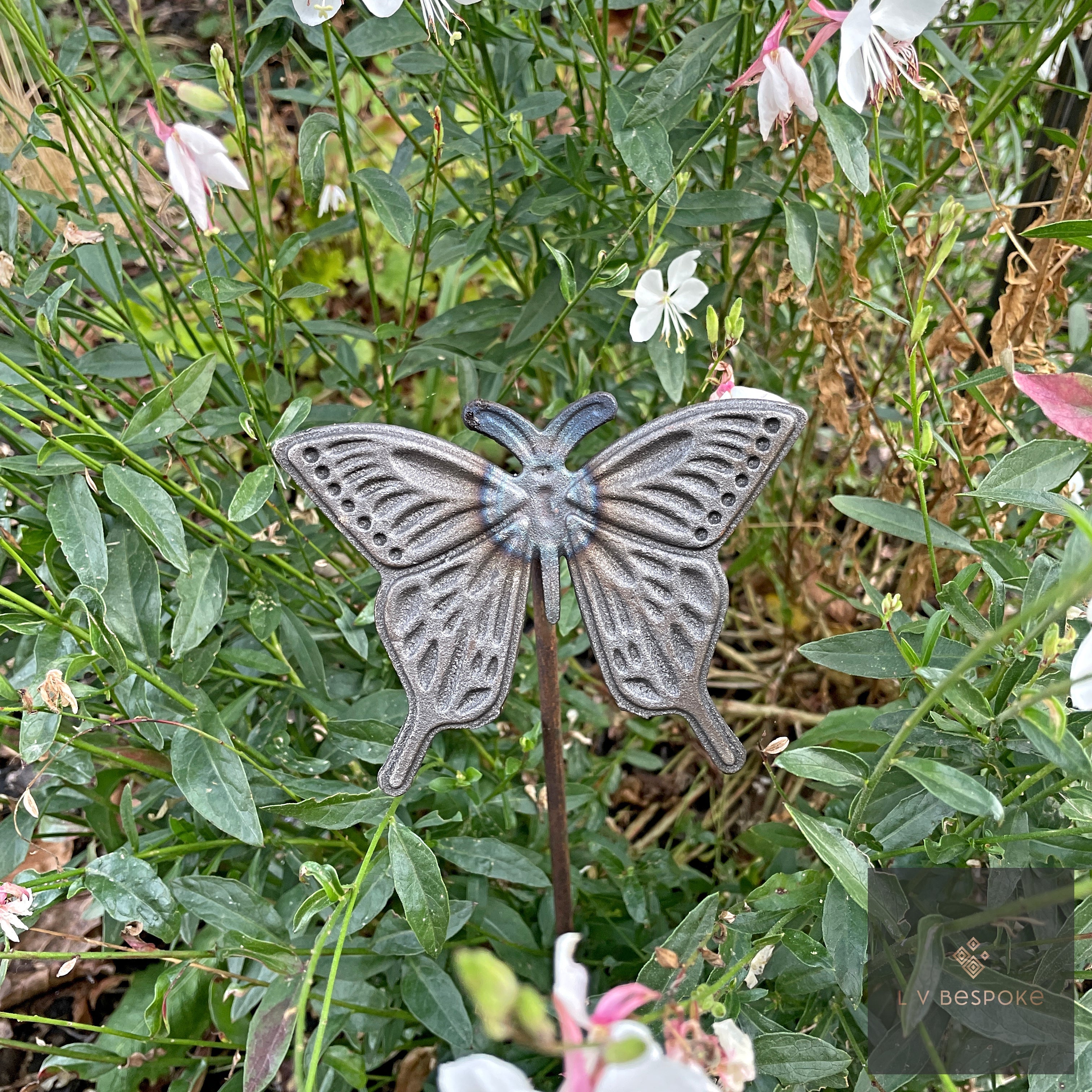 Bird & Insect Garden Stakes | Handcrafted Steel Decorations Short Butterfly 2 (Cast) - English Country Gardens