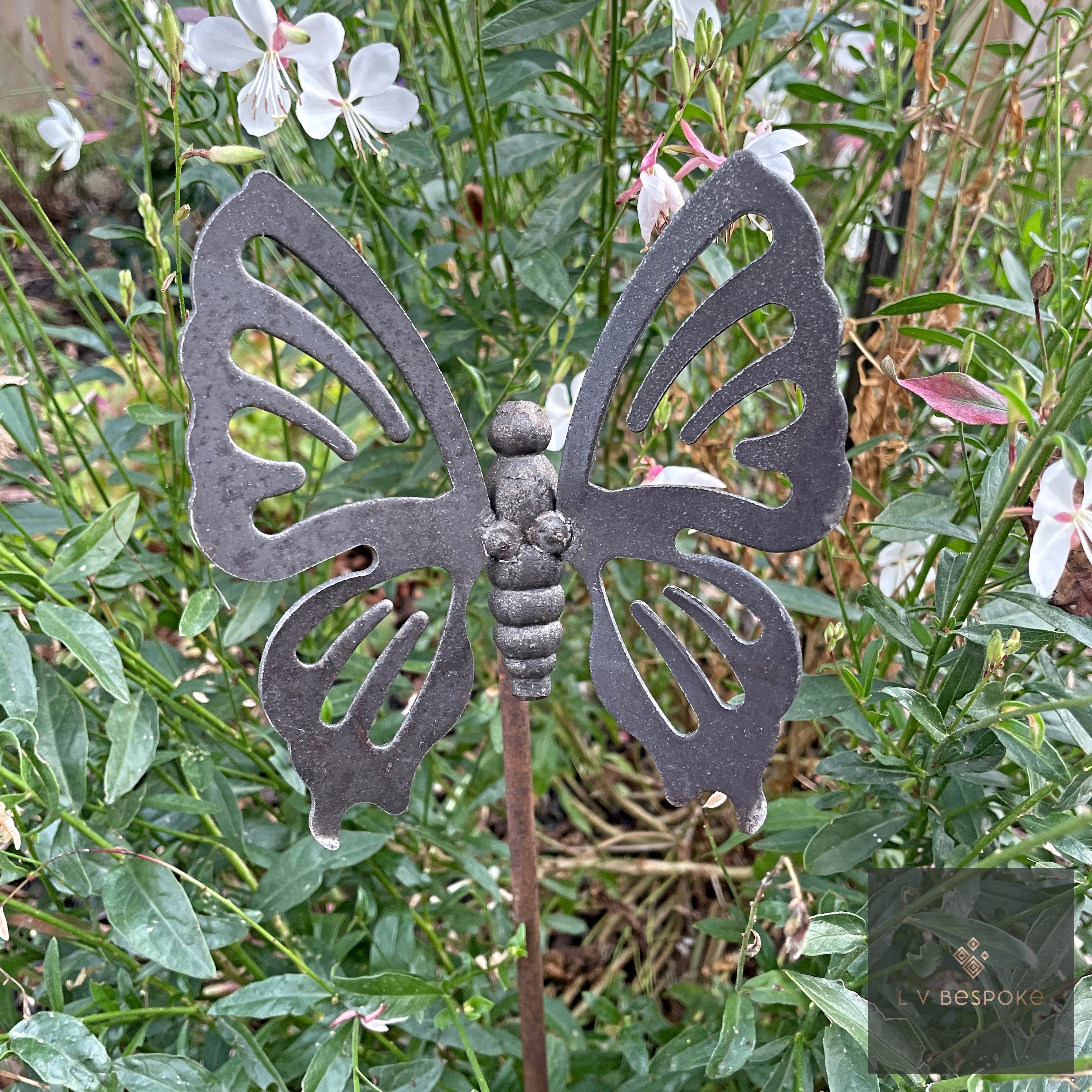 Bird & Insect Garden Stakes | Handcrafted Steel Decorations Short Butterfly 1 - English Country Gardens
