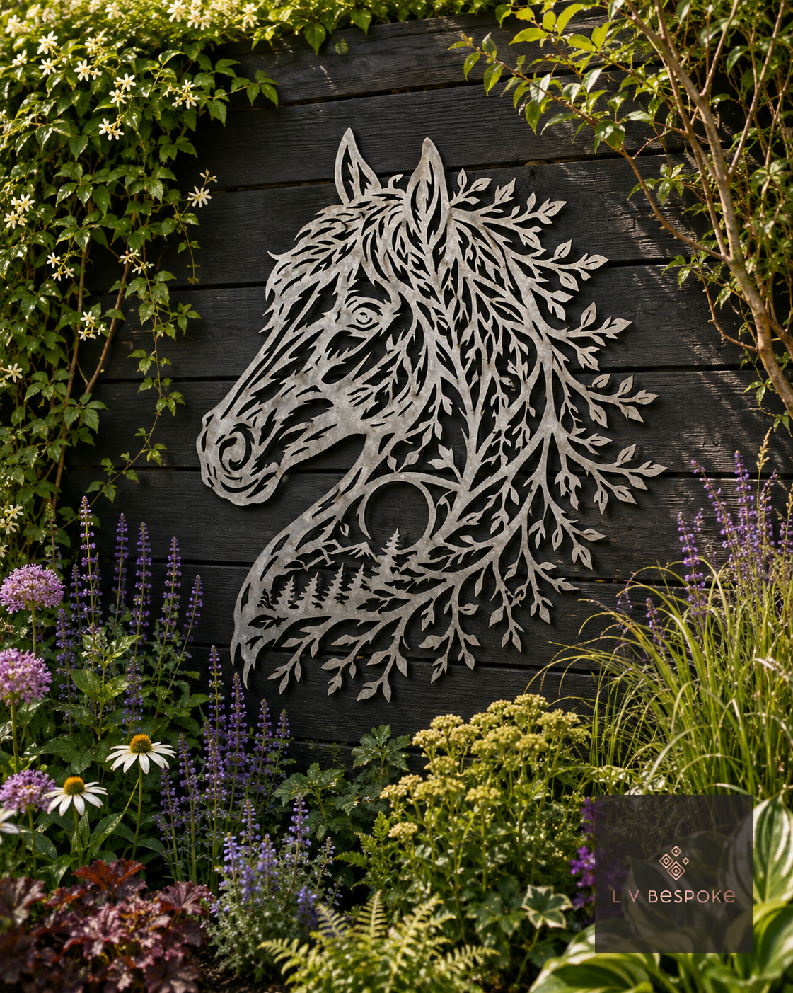 Deer and Horse Garden Wall Art Filigree Horse Head - English Country Gardens