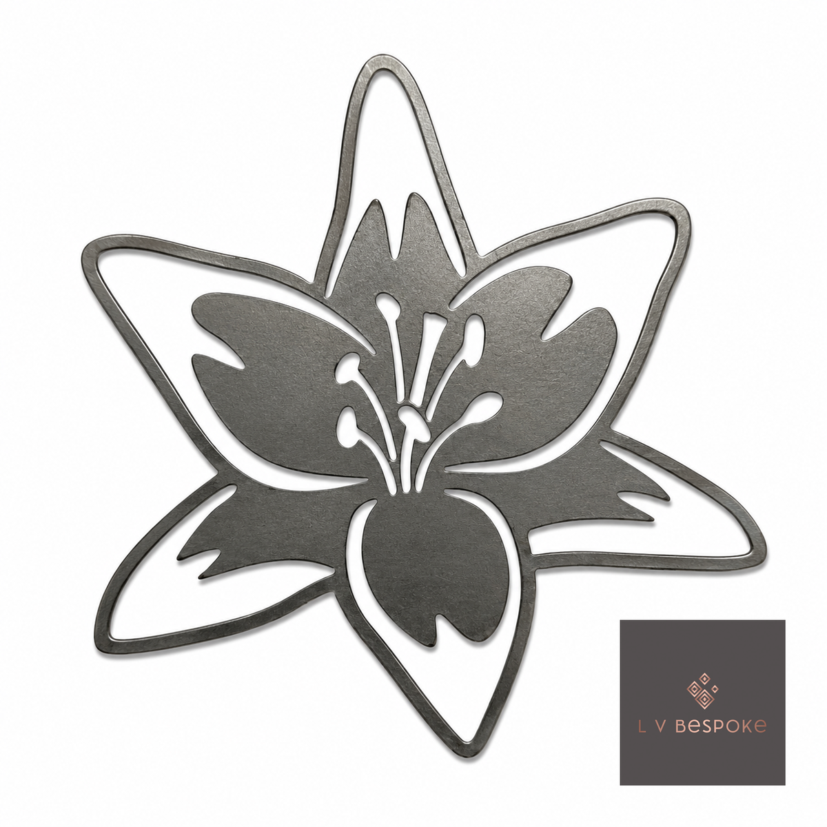 Short Mixed Floral Garden Stakes | Handcrafted Steel Star Lily 2 - English Country Gardens