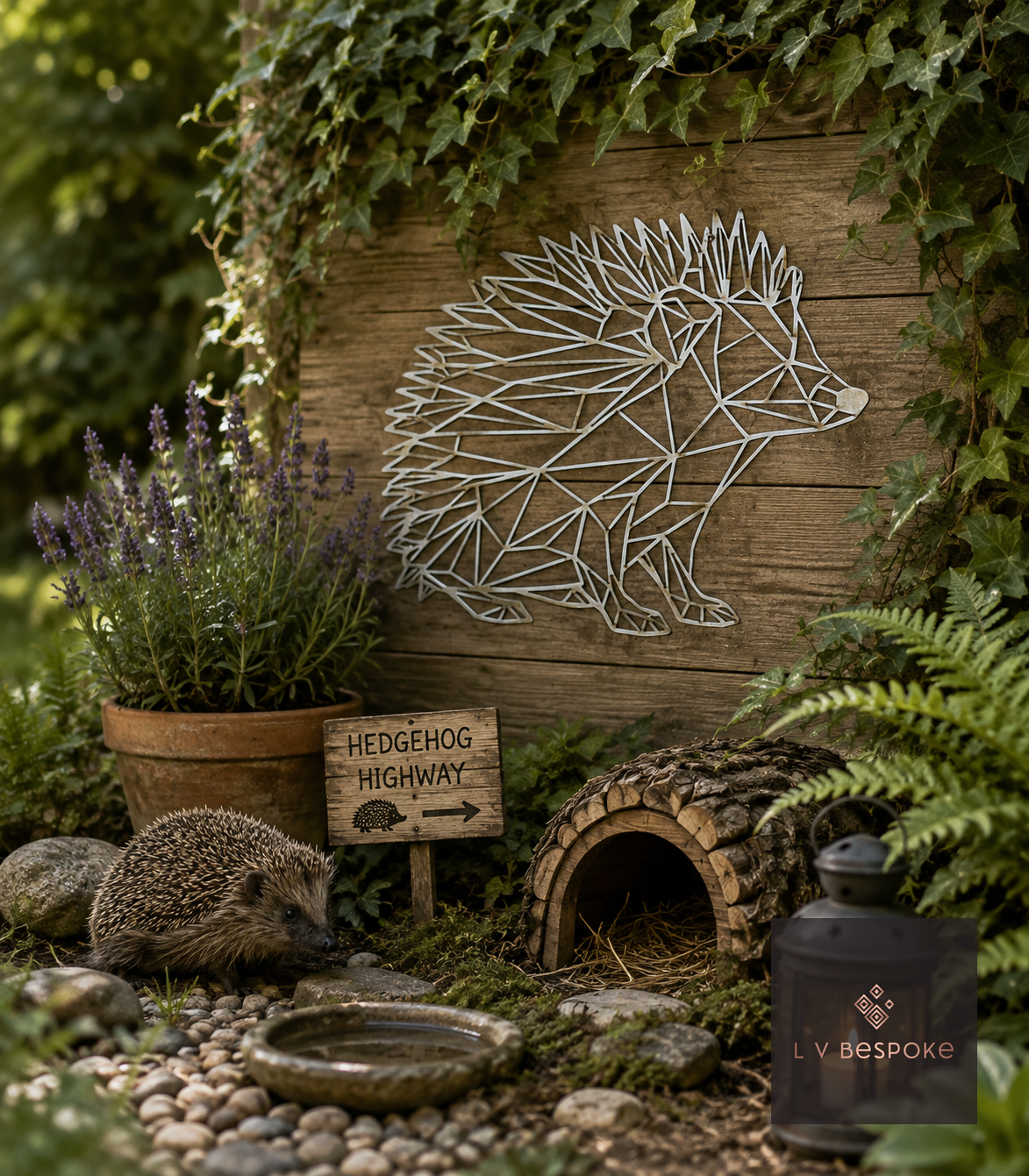 Geometric Animal Garden Wall Art Hedgehog - English Country Gardens