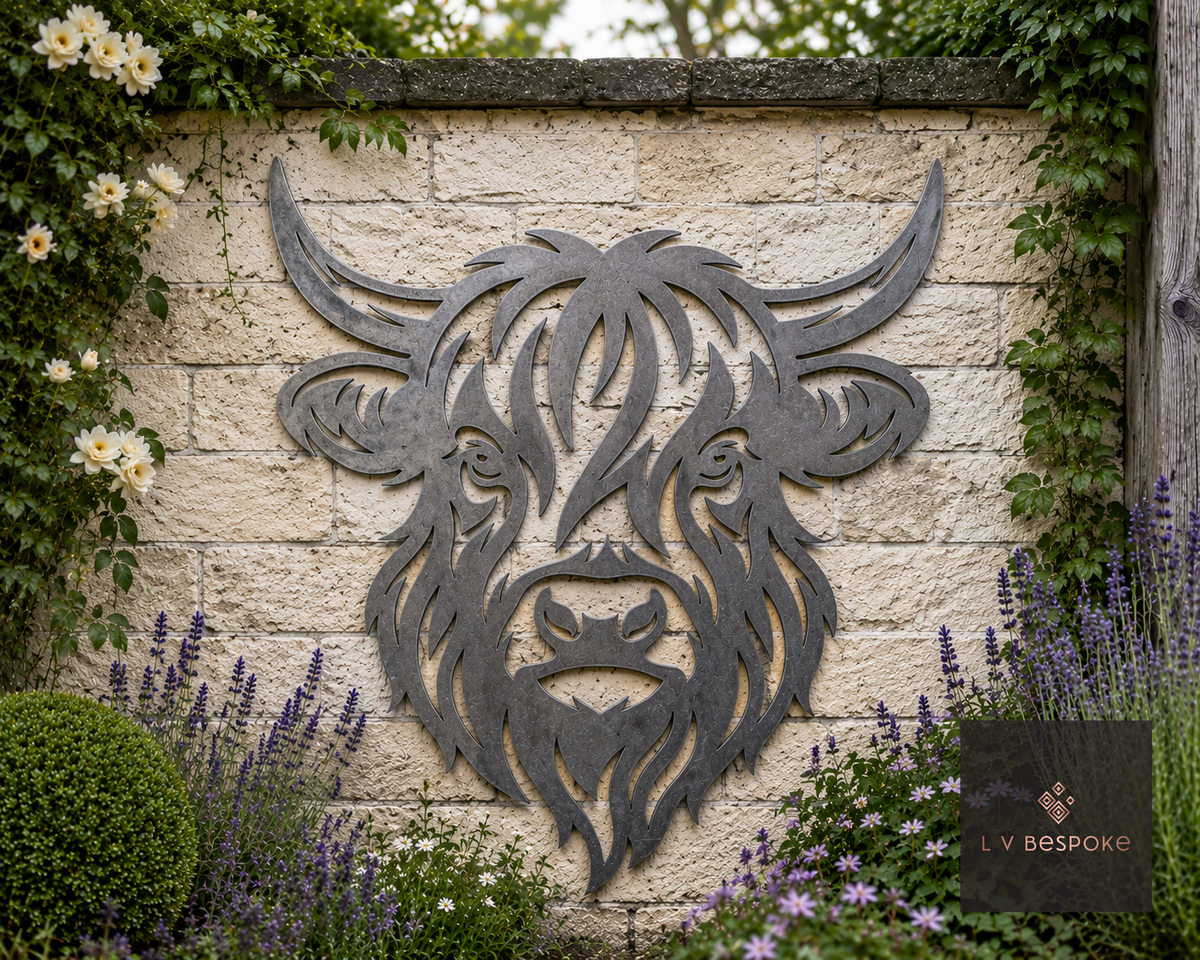 Highland Cow Garden Wall Art Highland Cow Head - English Country Gardens