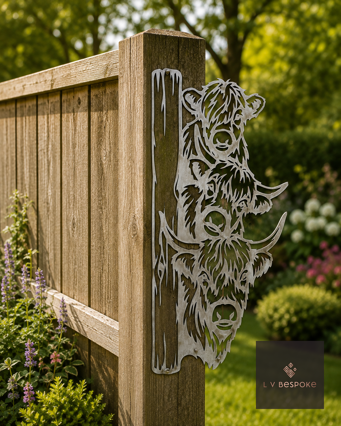 Highland Cow Garden Wall Art Highland Cows Peeking - English Country Gardens