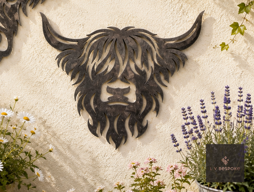 Highland Cow Garden Wall Art Highland Cow Face - English Country Gardens