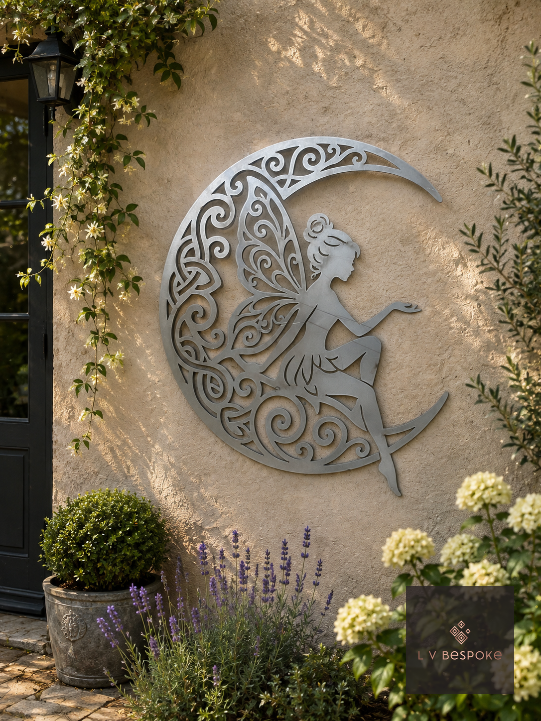 Heart and Fairy Garden Wall Art Fairy on Moon - English Country Gardens