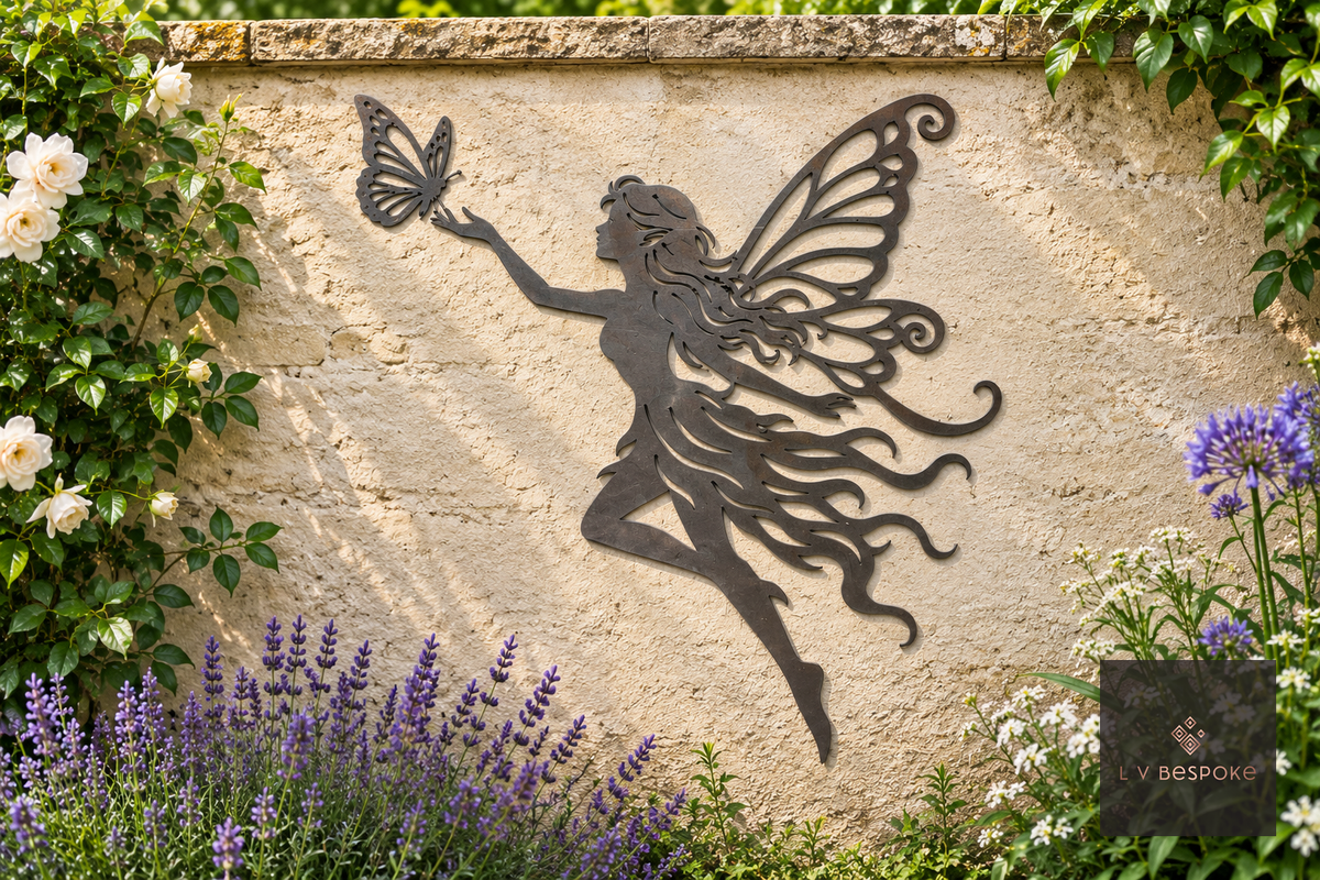 Heart and Fairy Garden Wall Art Flying Fairy - English Country Gardens