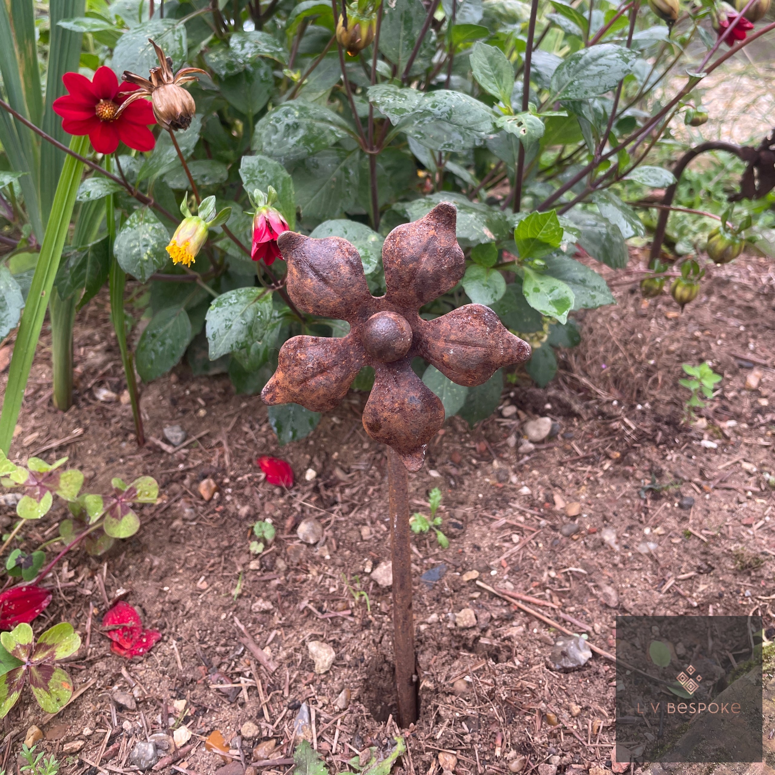 Short Mixed Floral Garden Stakes | Handcrafted Steel