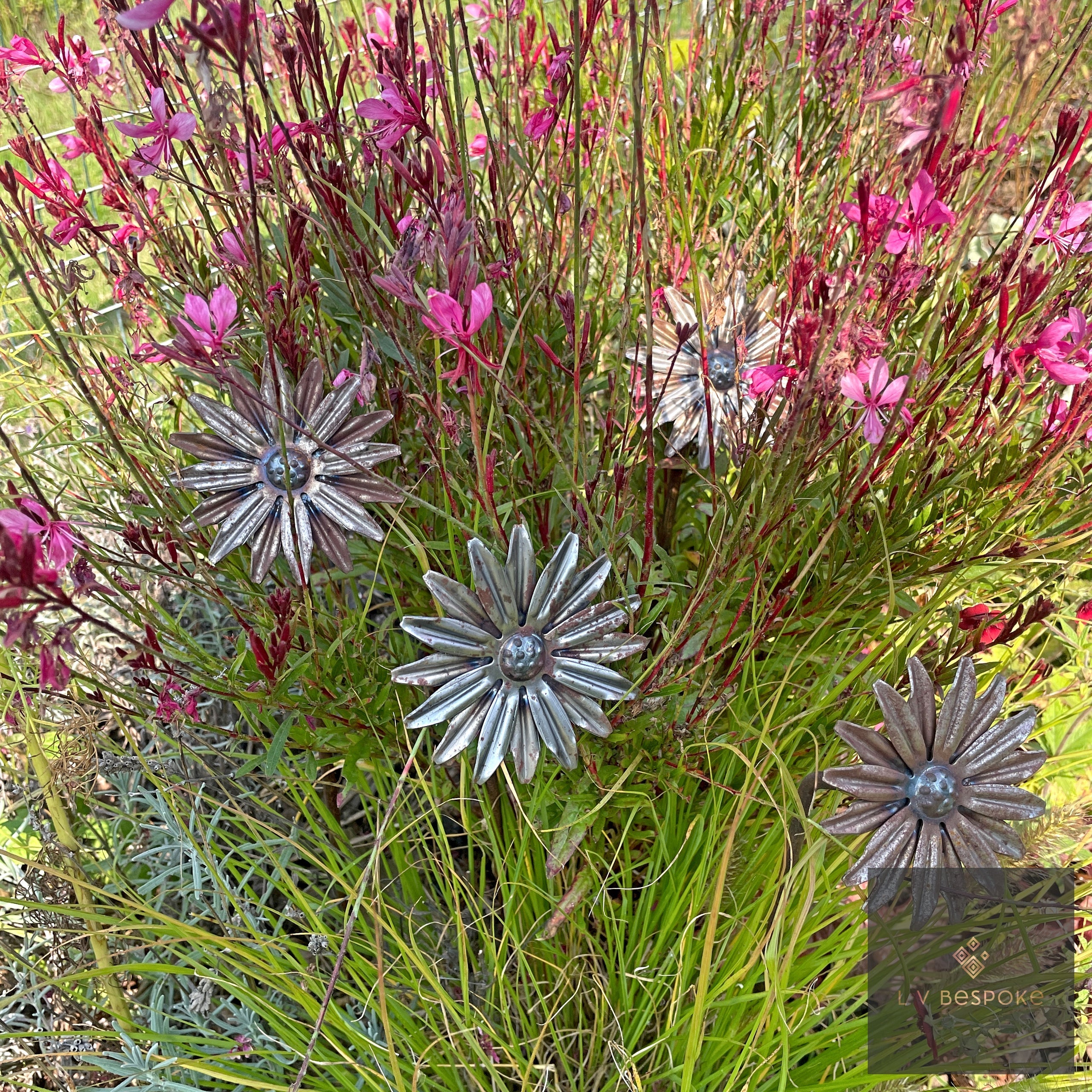 Short Mixed Floral Garden Stakes | Handcrafted Steel