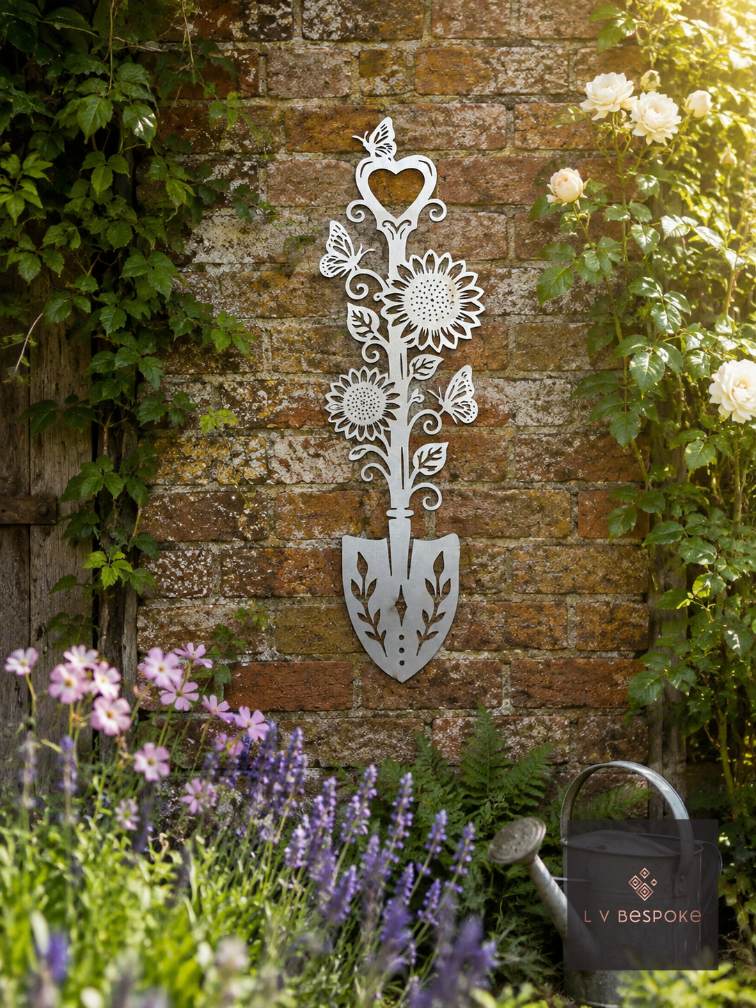 Leaf Stakes and Garden Wall Art Floral Trowel - English Country Gardens