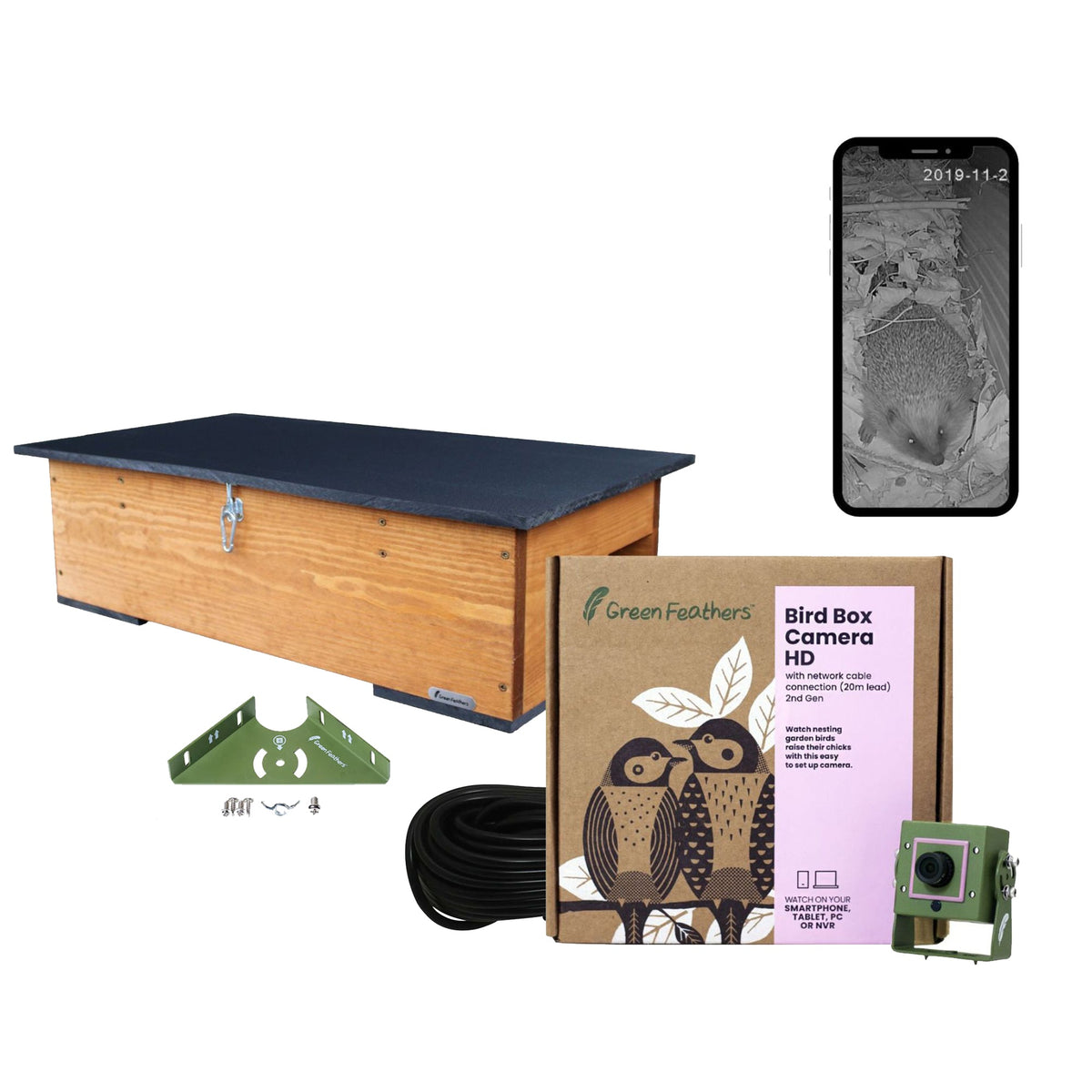 4MP 25fps Wired Network Hedgehog Box HD Camera Pack (2nd Gen) Feeding Station - English Country Gardens