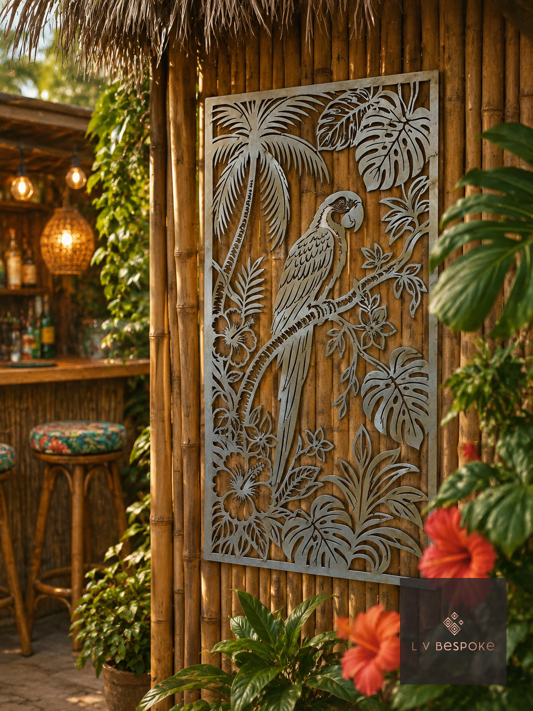Garden Wall Art Panels and Sets of 3 Parrot Panel - English Country Gardens