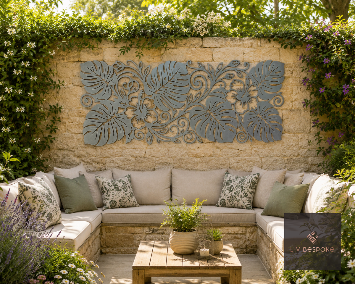 Garden Wall Art Panels and Sets of 3 Monstera Leaf Panel - English Country Gardens