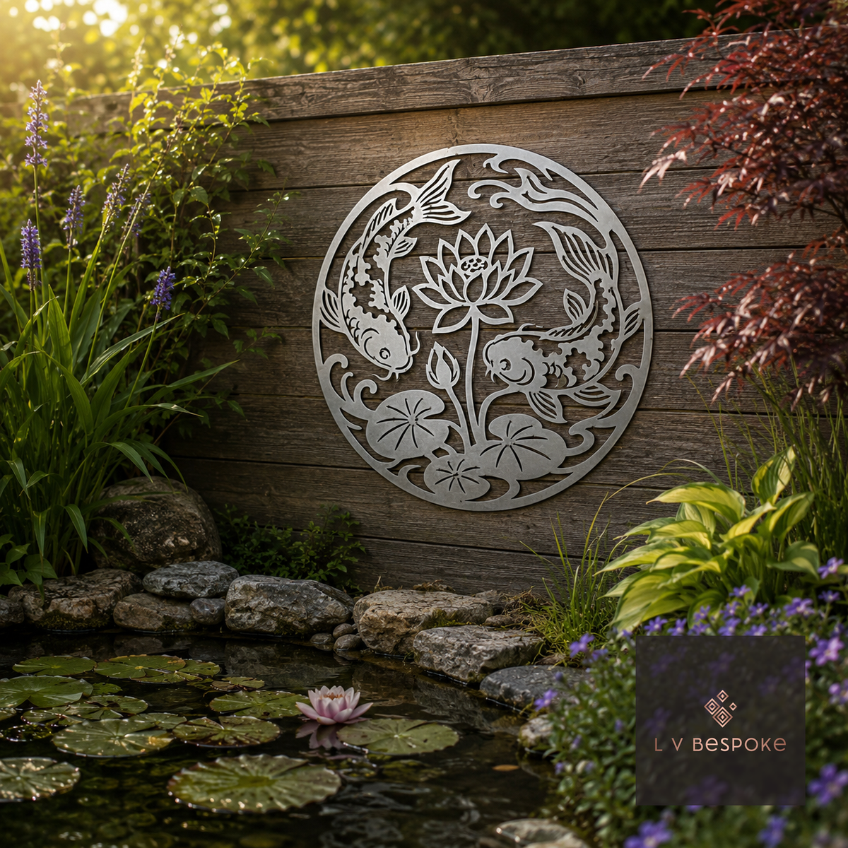 Pond and Wildlife Garden Wall Art Koi & Lotus - English Country Gardens