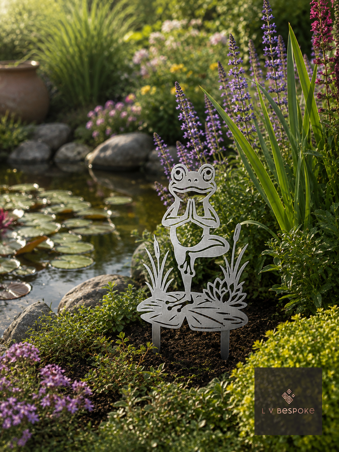 Garden Scene Stake Frog Garden Stake - English Country Gardens