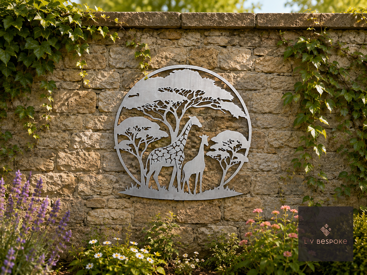 Safari Animal Garden Wall Art Giraffe & Savannah - English Country Gardens