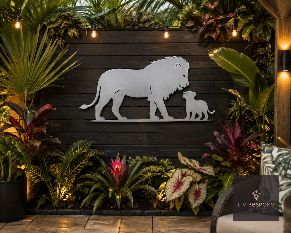 Safari Animal Garden Wall Art Lion & Cub - English Country Gardens
