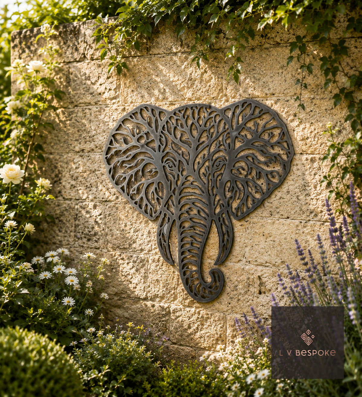 Safari Animal Garden Wall Art Filigree Elephant - English Country Gardens